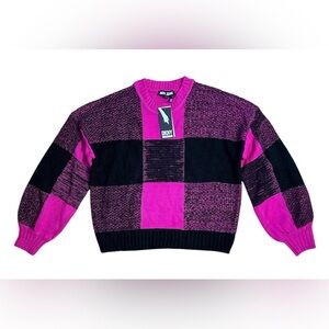 DKNY Women’s Long Sleeve Sweater Pink And Black Size L